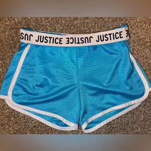 Justice Turquoise Athletic Shorts with White Trim